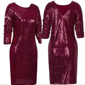 DARK RED SEQUIN MINI COCKTAIL DRESS *NWT* ❤️